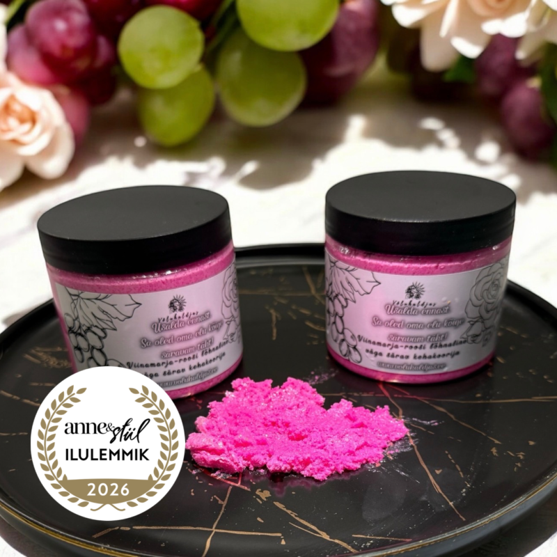 "Usalda ennast..." viinamarja-roosi lõhnaline VÄGA SÄRAV nahka hooldav, sügavniisutav ja toitev kehakoorija