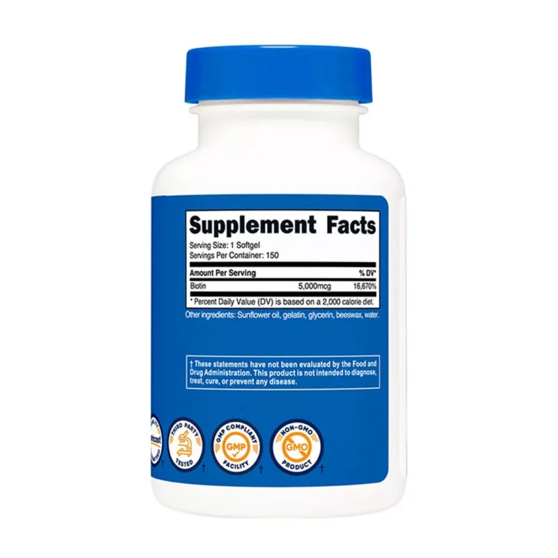 Nutricost Biotiin koos kookosõliga 5000 mcg (150 pehmekapslit) - Image 3